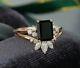 2.80ct Emerald Cut Black Diamond Bridal Set Engagement Ring 14k Rose Gold Finish