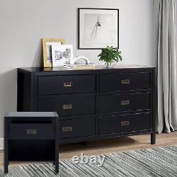 2 Piece Black Finish Dresser and Nightstand Set Storage Bedroom Furniture
