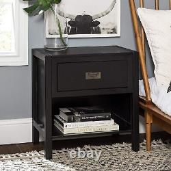 2 Piece Black Finish Dresser and Nightstand Set Storage Bedroom Furniture