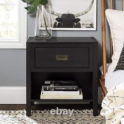 2 Piece Black Finish Dresser and Nightstand Set Storage Bedroom Furniture