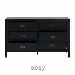 2 Piece Black Finish Dresser and Nightstand Set Storage Bedroom Furniture