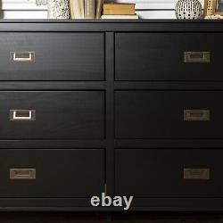 2 Piece Black Finish Dresser and Nightstand Set Storage Bedroom Furniture