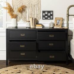 2 Piece Black Finish Dresser and Nightstand Set Storage Bedroom Furniture