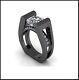 3ct Round Cut Tension Set Moissanite Men's Wedding Ring 14k Black Gold Finish