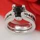 3ct Black Diamond Bridal Wedding Set Engagement Ring 14k White Gold Finish
