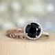 3ct Black Diamond Vintage Bridal Set Halo Engagement Ring 14k Rose Gold Finish
