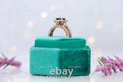 3Ct Round Cut Black Diamond Halo Created Bridal Ring Set 14K Rose Gold Finish