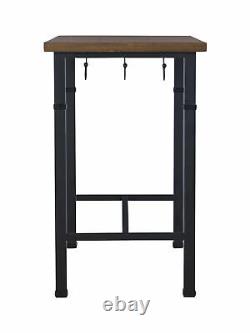 3PC Pub Dining Table with Stools Set Kitchen Breakfast Bar Rustic Industrial Look