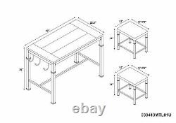 3PC Pub Dining Table with Stools Set Kitchen Breakfast Bar Rustic Industrial Look