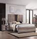 3pc Beautiful Bedroom Suite In Gray/black Finish King Sleek Bed Nightstand Set