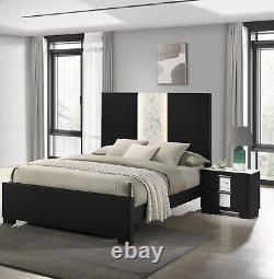 3Pc Beautiful Master Bedroom Suite in Black White Finish King Sleek Bed Set