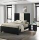 3pc Beautiful Master Bedroom Suite In Black White Finish King Sleek Bed Set