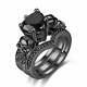 3.0 Ct Heart Lab Created Black Onyx Skull Bridal Set Ring 14k Black Gold Finish