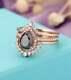 3.15 Carat Pear Cut Diamond Halo Bridal Engagement Ring Set 14k Rose Gold Finish