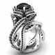 3.30ct Black Diamond 14k White Gold Finish Engagement Wedding Ring Set In Size 6