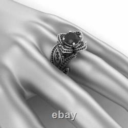 3.30Ct Black Diamond 14k White Gold Finish Engagement Wedding Ring Set in Size 6