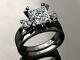 3.50ct Princess Cut Diamond Bridal Set Engagement Ring 14k Black Gold Finish