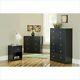3 Piece Black Finish Dresser Chest Set Nightstand Storage Bedroom Furniture
