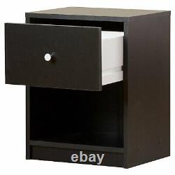 3 Piece Black Finish Dresser Chest Set Nightstand Storage Bedroom Furniture
