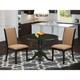 3-piece Black Finish Solid Wood Top Round Dining Room Set Seats 4