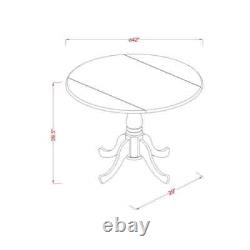 3-Piece Black Finish Solid Wood Top Round Dining Room Set Seats 4