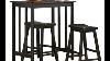 3 Piece Black Finish Table U0026 Saddle Bar Stool Set By Home Life 150245 B