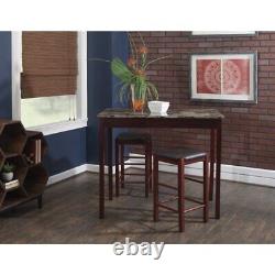 3 Piece Casual Dining Tavern Set 25 Seat Height Espresso Finish Black Fabric