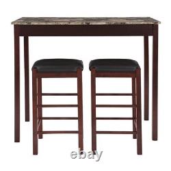 3 Piece Casual Dining Tavern Set 25 Seat Height Espresso Finish Black Fabric