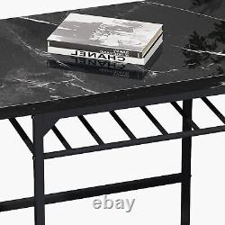 3-Piece Dining Table Set with 2 Chairs, Black Frame+Printed Black Marble Finish