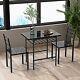 3-piece Dining Table Set With 2 Chairs And Black Frame+printed Marble Finish