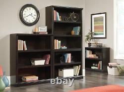 3 Piece Library Set Black Finish Bookshelves and Bookcases Home Furniture