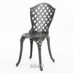 3-Piece Outdoor Metal Bistro Set, Lattice Pattern withBlack Finish, Heavy, Sturdy