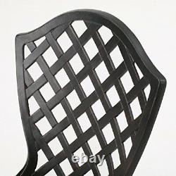 3-Piece Outdoor Metal Bistro Set, Lattice Pattern withBlack Finish, Heavy, Sturdy