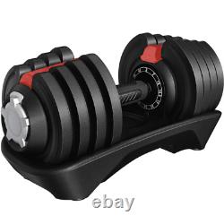 40lb Adjustable Dumbbell Set Anti-Slip Handles, Storage Tray, Black Finish