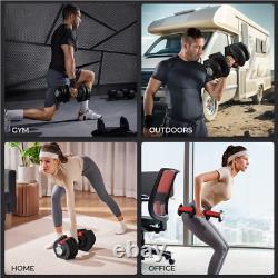 40lb Adjustable Dumbbell Set Anti-Slip Handles, Storage Tray, Black Finish