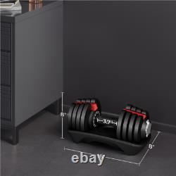 40lb Adjustable Dumbbell Set Anti-Slip Handles, Storage Tray, Black Finish