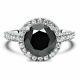 4ct Round Cut Black Diamond Pave Set Halo Engagement Ring 14k White Gold Finish
