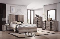 4Pc Beautiful Master Bedroom Suite in Gray/Black Finish Queen Sleek Bed Set