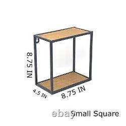 4-PC Set Wall Mount Creativity Black Metal Frame Wood Finish Floating Shelves