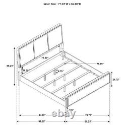 4 Pc Grey Fabric Black Finish King Bed Ns Dresser Mirror Bedroom Furniture Set
