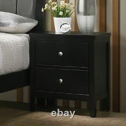 4 Pc Grey Faux Leather Black Finish Queen Bed Bedroom Ns Dresser Furniture Set