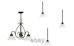 4-Piece Castillo Kitchen Chandelier / Pendant Light set with Textured Black Finish