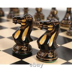4 Professional Staunton Hand Carved Chess Pieces Only Set-Gloss finish Boxwood
