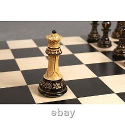 4 Professional Staunton Hand Carved Chess Pieces Only Set-Gloss finish Boxwood