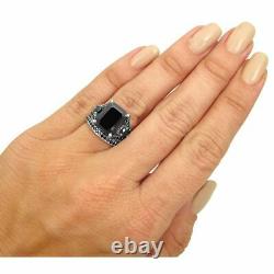 5Ct Emerald Cut Black Diamond Accents Milgrain Bridal Set 14K White Gold Finish