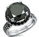5ct Round Black Diamond Halo Bridal Engagement Ring Set 14k White Gold Finish