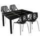 5pcs Dining Set Armchair Plastic Lounge Chairs And Rectangle Glass Dining Table