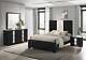 5pc Beautiful Master Bedroom Suite In Black White Finish Queen Sleek Bed Set
