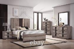 5Pc Beautiful Master Bedroom Suite in Gray/Black Finish King Sleek Bed Set