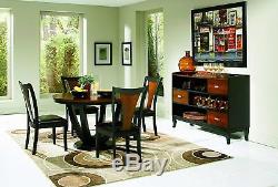 5 PC Counter Height Dining Room Round Table Set Black Cherry Finish Table Chairs